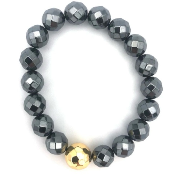 COPY - Gorjana large power gemstone.  Iridescent deep blue with metallic accent. - Picture 3 of 3